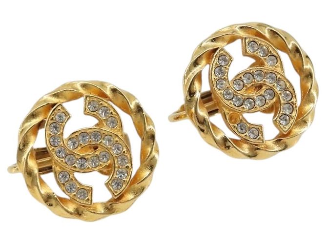 CHANEL Ohrringe Metall Goldfarben CC