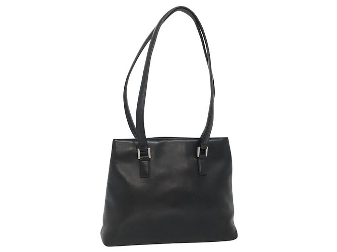 CHANEL Shoulder Bag Leather Black CC