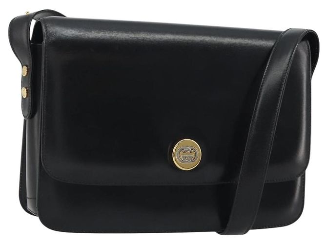 GUCCI Shoulder Bag Leather Black Gold
