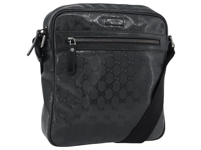 GUCCI GG implementation Shoulder Bag PVC Black Silver 201448