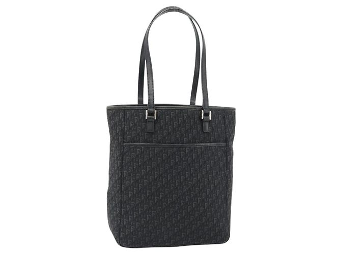 Christian Dior Trotter Canvas Shoulder Bag Black Silver