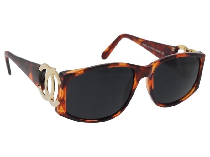 Gafas de sol CHANEL COCO Mark Plástico Marrón Dorado CC