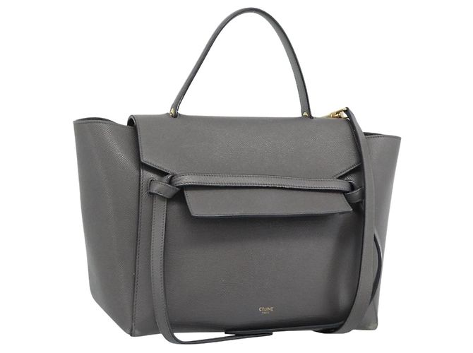 Céline CELINE Micro Belt Hand Bag Leather 2way Gray Gold