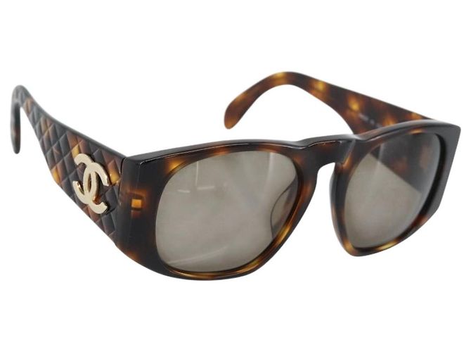 CHANEL Tortoise Pattern Sunglasses plastic Brown CC