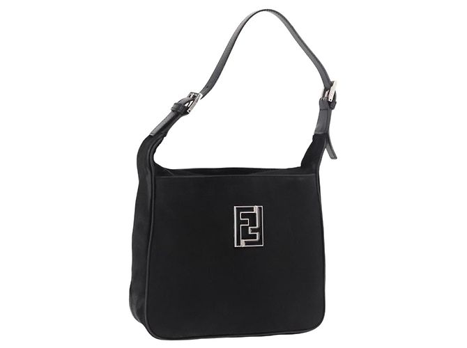 FENDI Shoulder Bag Harako leather Black Silver