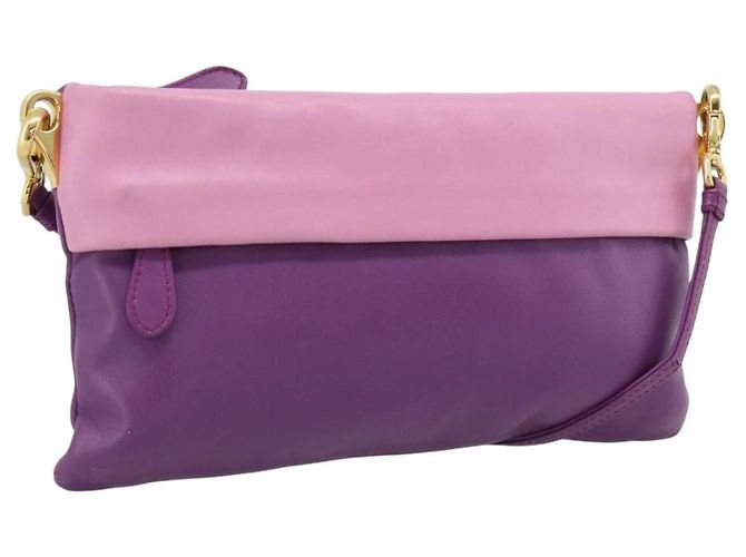 PRADA Shoulder Bag Leather Purple Gold