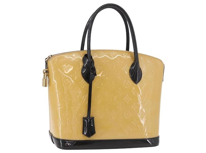 LOUIS VUITTON Monogram Vernis Lockit PM Tote Bag Beige Black M90251