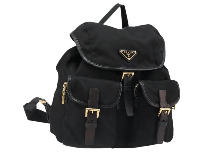 PRADA Backpack Nylon Black Gold