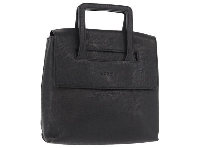 LOEWE Hand Bag Leather Black Silver
