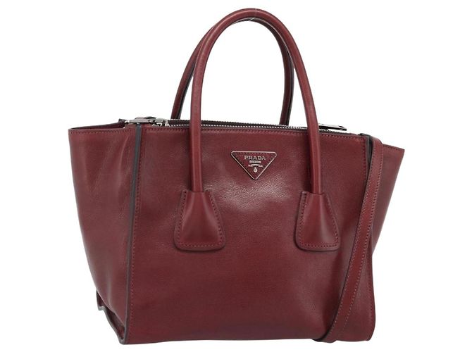 PRADA Handtasche Leder 2way Rot Silber