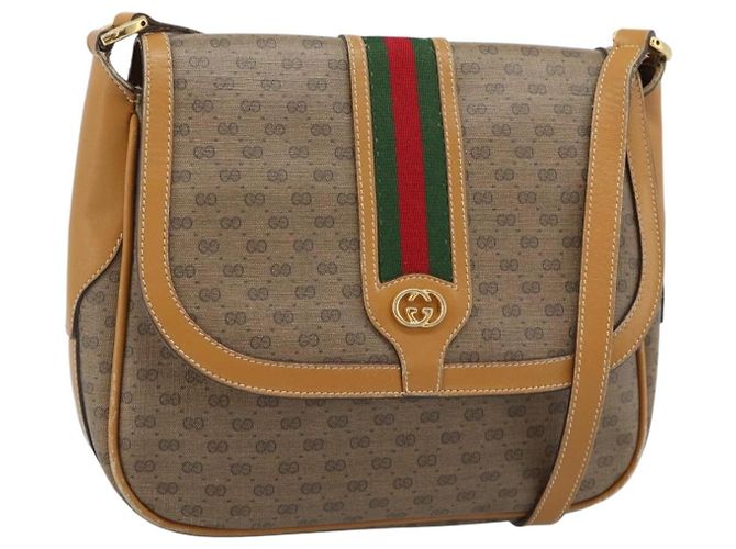 Gucci Micro GG Supreme Web Sherry Line Lederhandtasche in beige, authentisch BA13575