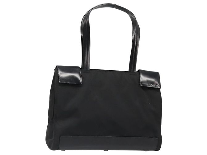 PRADA Handtasche Nylon Schwarz Silber