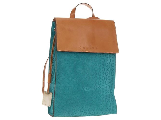 Céline CELINE C Macadam Canvas Backpack Silver Turquoise Blue