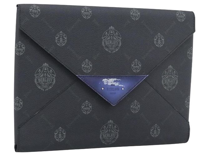 Berluti Clutch Bag PVC Black Silver