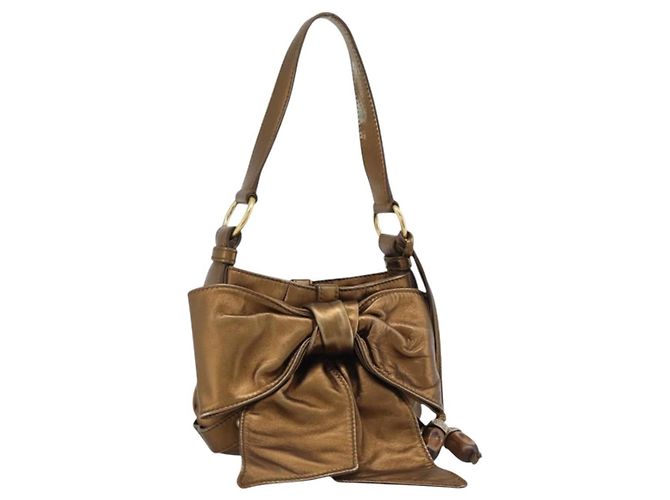 SAINT LAURENT Shoulder Bag Leather Bronze Gold