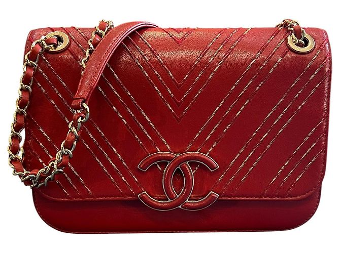 Borsa Chanel Large Chevron Sheepskin Subtle Flap 2017