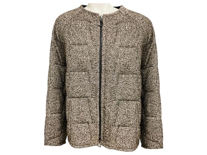 Chaqueta acolchada reversible de tweed de lana marrón multi Akris Castaño