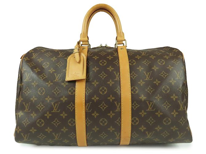 Brown Louis Vuitton Monogram Keepall 45 Travel Bag