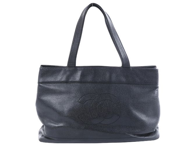 Borsa a tracolla Chanel Coco Mark Line in pelle caviar nera Nero