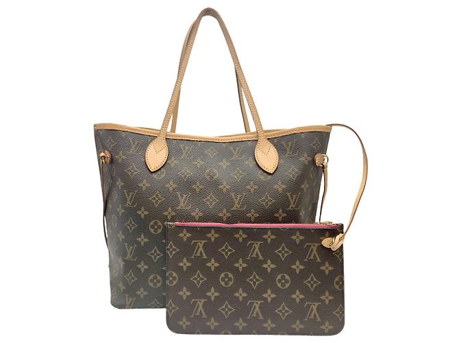 Sac Tote Louis Vuitton Monogram Neverfull MM Marron Rose Monogramme