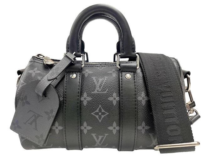 Keepall Bolsa Boston Louis Vuitton Monogram Eclipse Marrom Preto Monograma