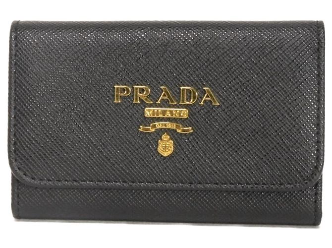 Prada Saffiano Leather Key Case Black