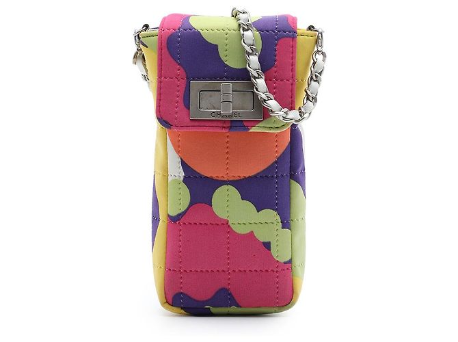 Custodia per telefono Chanel Multi Multicolor Chocolate Bar Canvas Reissue 2.55 con catena Multicolore