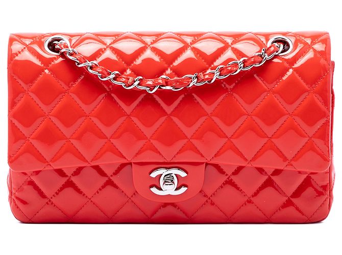 Chanel Red Medium Classic Patent Double Flap Rouge