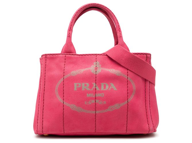 Borsa Tote Prada Small Canvas Canapa Logo Rosa