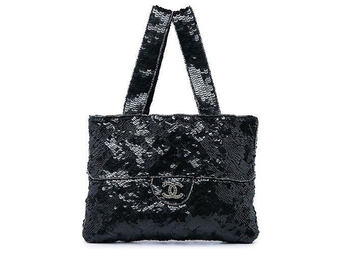 Borsa da sera Chanel Mini Sequins Trompe l'oeil Nera Nero