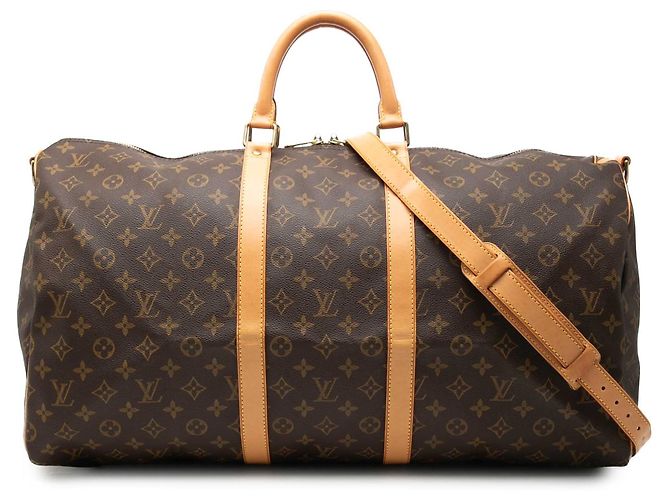 Louis Vuitton Brown Monogram Keepall Bandouliere 55 Marrom