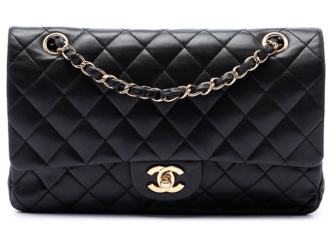 Chanel Black Medium Classic Lambskin Double Flap Noir