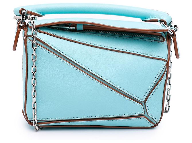 Bolsa Puzzle Nano LOEWE em pele de vitelo azul Azul claro