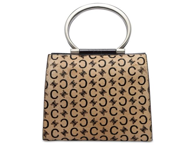 Céline Bolsa de mão Celine Brown C Macadam em pelo de pônei Marrom Castanho claro