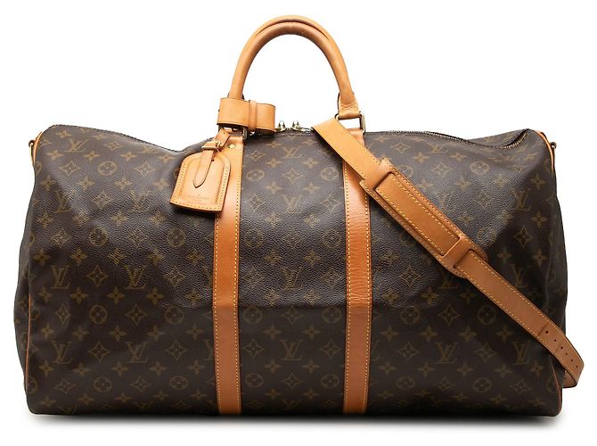 Louis Vuitton Brown Monogram Keepall Bandouliere 55 Marrom