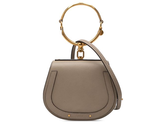 Bolsa Nile Bracelet Pequena em Couro Cinza Chloé Marrom