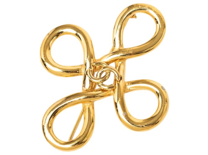 Chanel Gold CC Vergoldete Infinity-Brosche Golden
