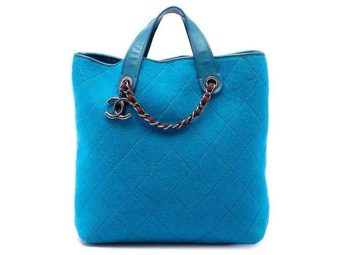 Chanel Blue Medium CC Quilted Felt Pop Tote
