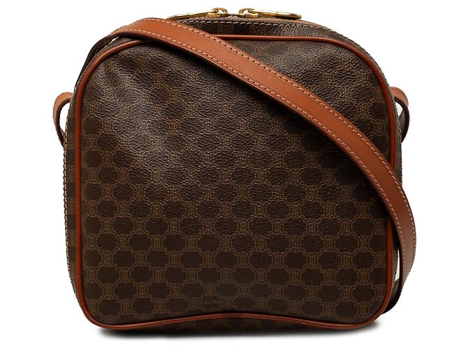 Céline Celine Brown Macadam Coated Canvas Crossbody-Tasche Braun