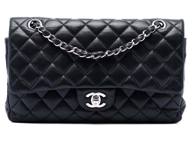 Chanel Black Medium Classic Lambskin Double Flap Noir