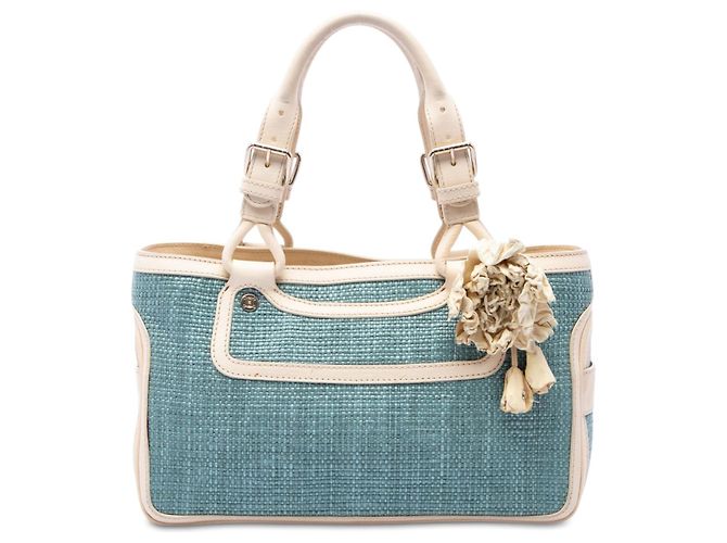 Céline Sac à main Celine Boogie en raphia bleu Bleu clair