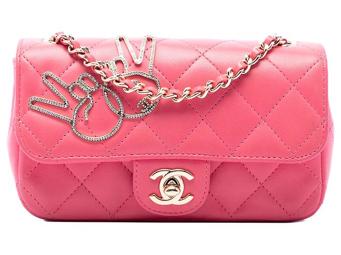 Chanel Pink Extra Mini Lambskin V for Victory Flap