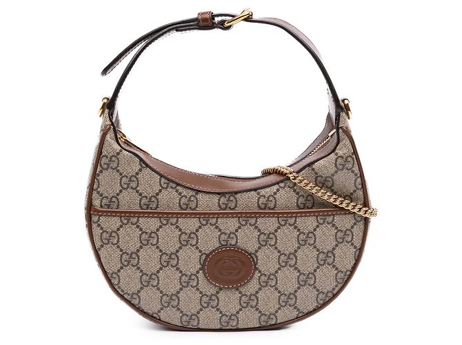 Bolsa Mini GG Supreme Meia Lua Gucci Bege
