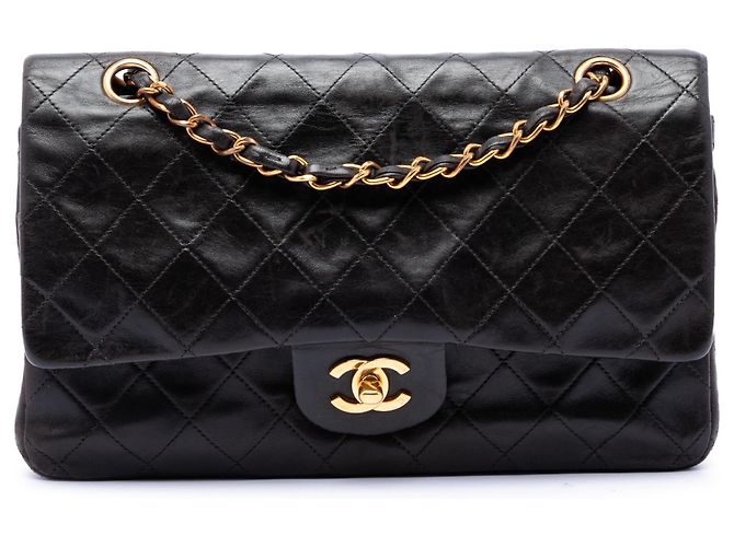 Chanel Black Medium Classic Lambskin Double Flap Noir