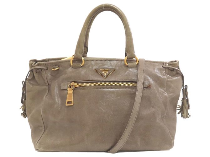 Borsa a mano in pelle 2-Way Prada da donna Marrone