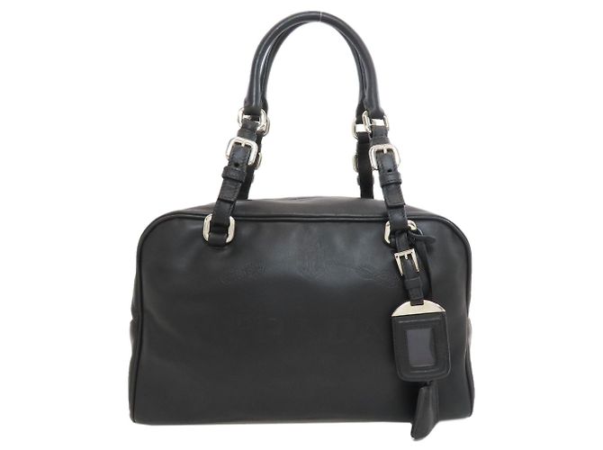 Borsa Mini Boston Prada BR3091 con logo impresso Nero