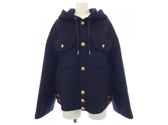 Céline Celine Triomphe 100% Cashmere Jacket Blue Navy blue