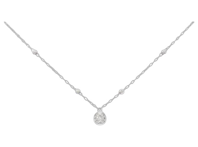 Autre Marque K10 Weißgold Diamant-Halskette Silber