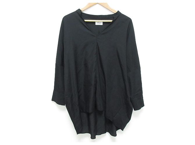 Autre Marque Lisiere Oversized-Bluse mit V-Ausschnitt Schwarz