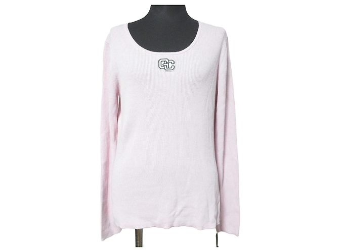 Autre Marque Top a coste Grace Class con logo ricamato Rosa